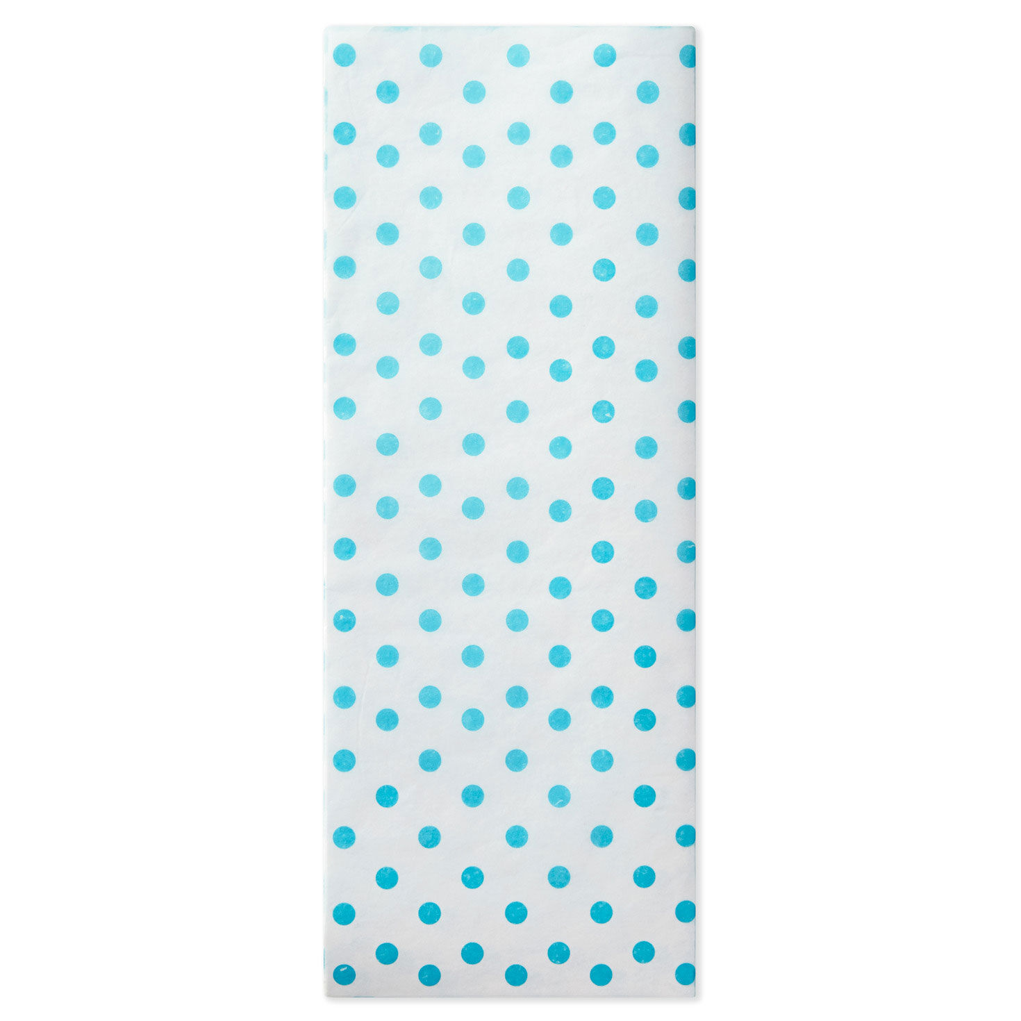 Aqua Blue Polka Dots on White Tissue Paper, 6 sheets