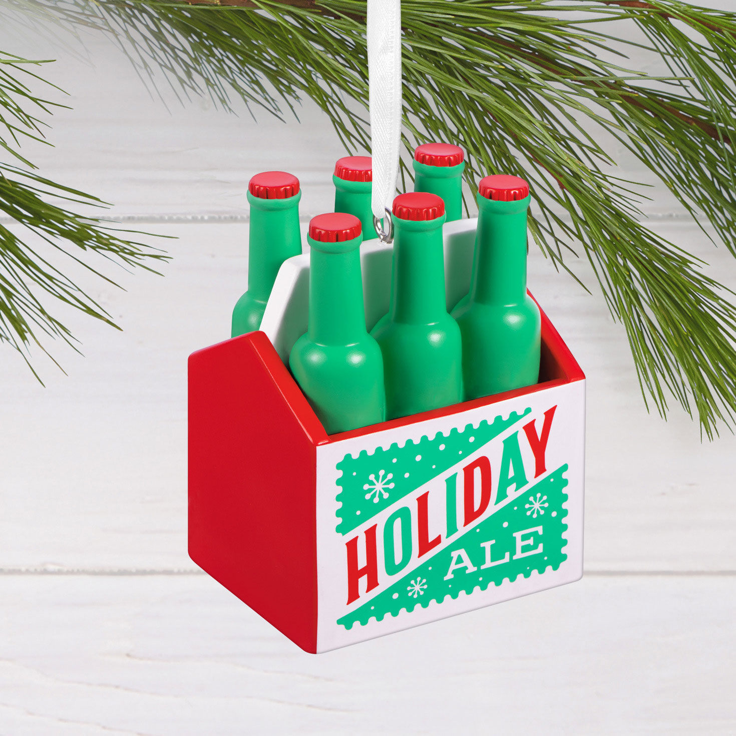 Beer Six-Pack Christmas Ornament hanging on tree image number 2