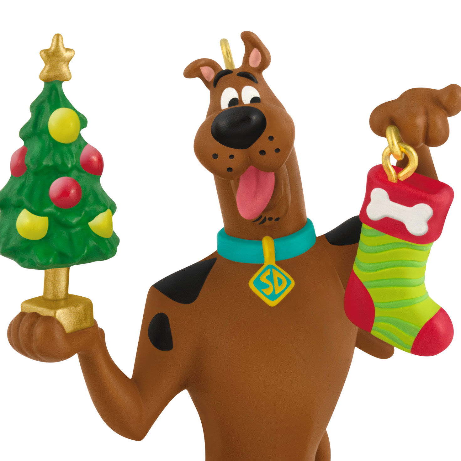 Scooby-Doo Holding Tree Stocking Keepsake Ornament closeup view image number 5