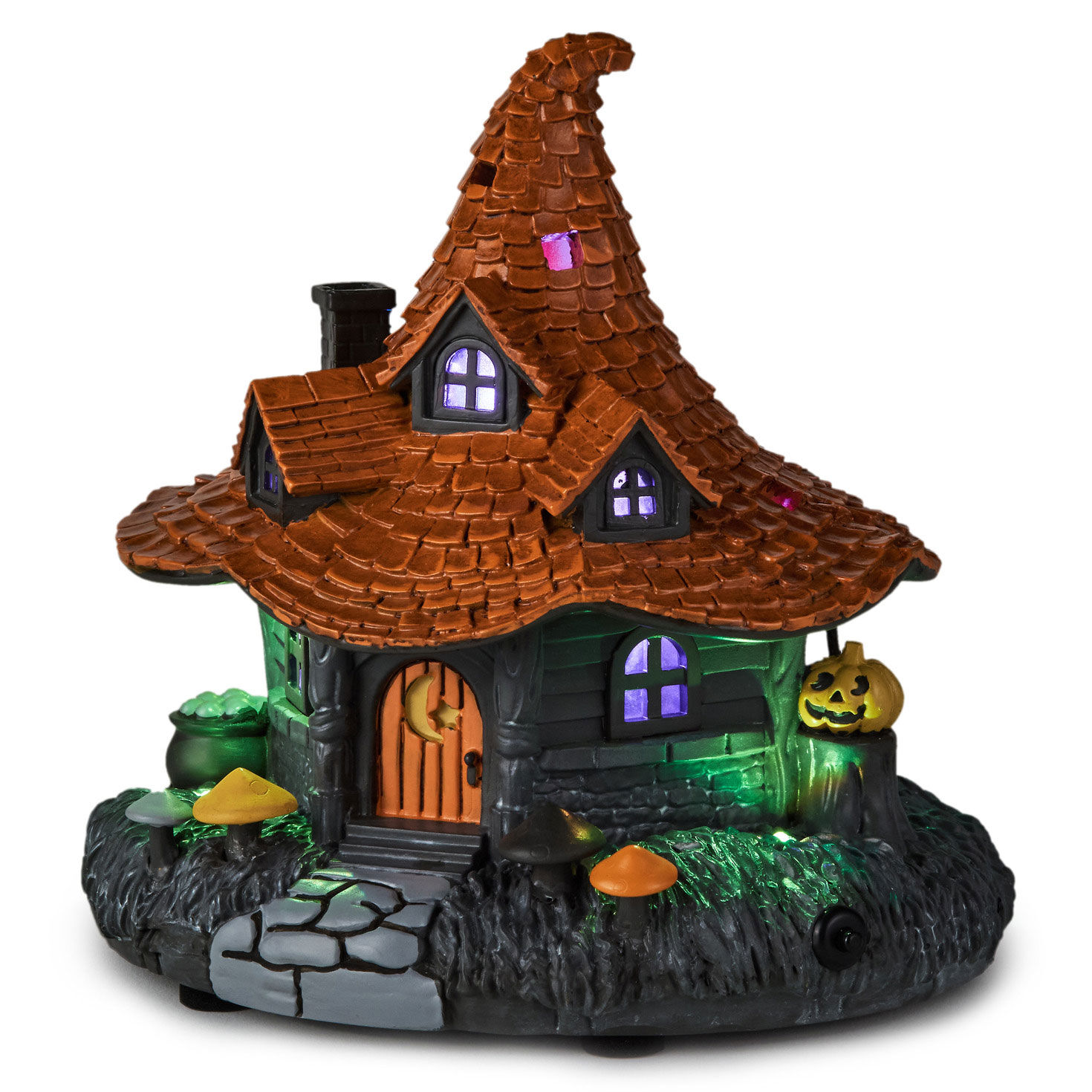 Halloween Village Witch House Tabletop Decoration front glowing image number 2