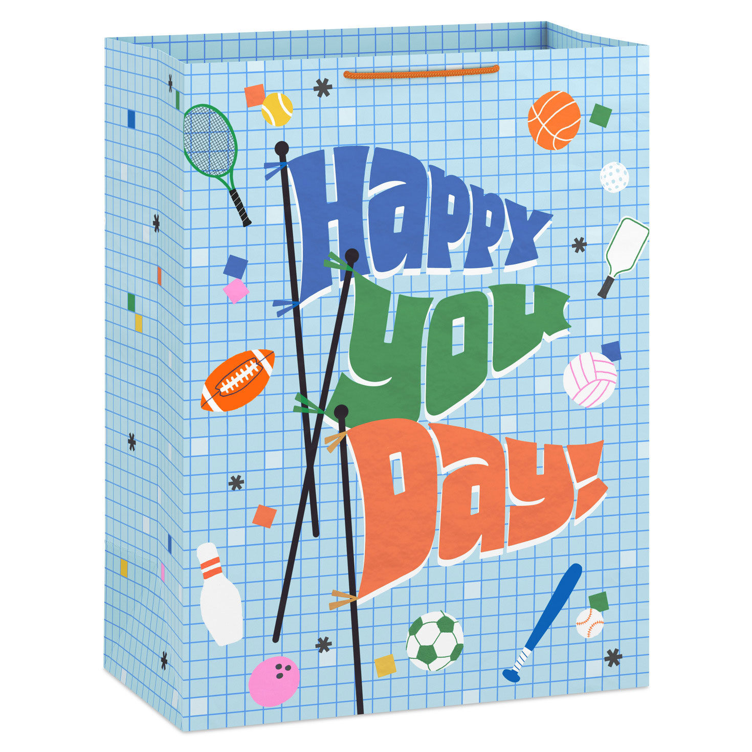 20" Happy You Day Pennants and Sports Icons Jumbo Gift Bag