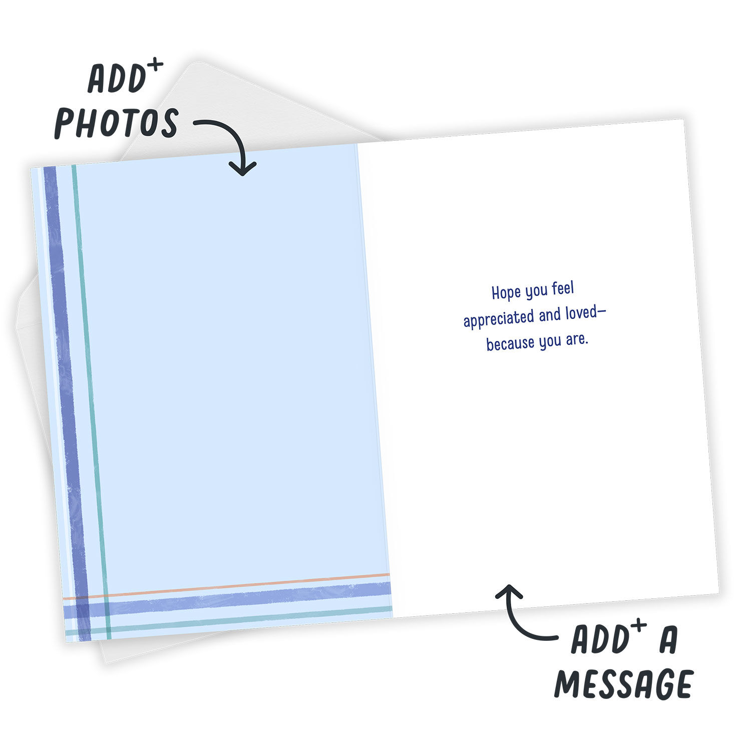 Blue Green Plaid Personalized Father's Day Card Open Card with Envelope indicating personalization image number 3