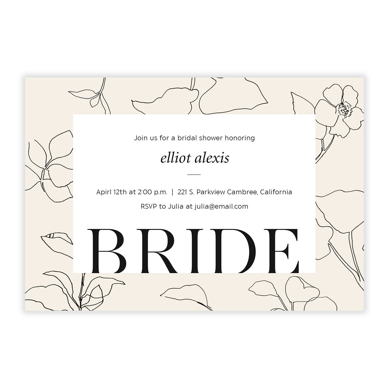 Ink and Ivory Botanical Bridal Shower Invitation, , large image number 5
