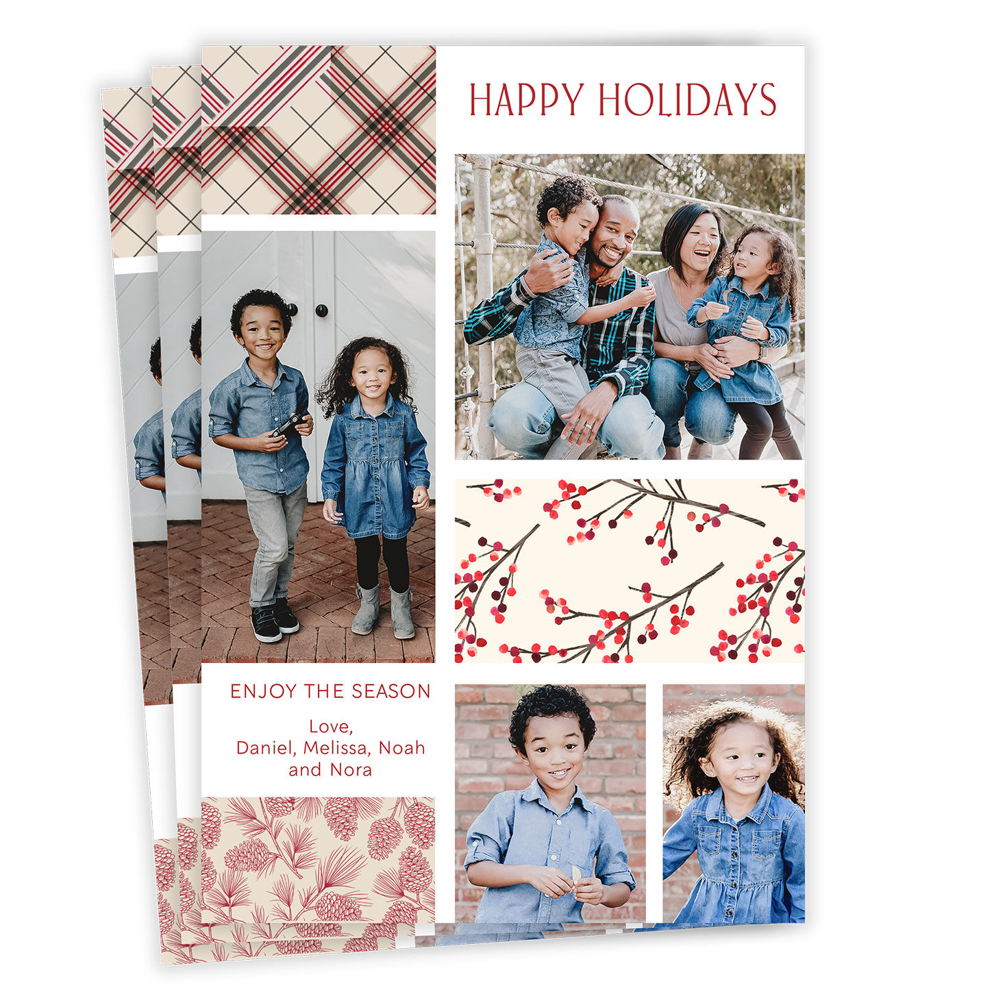 Timeless Patterns Photo Collage Flat Holiday Photo Card