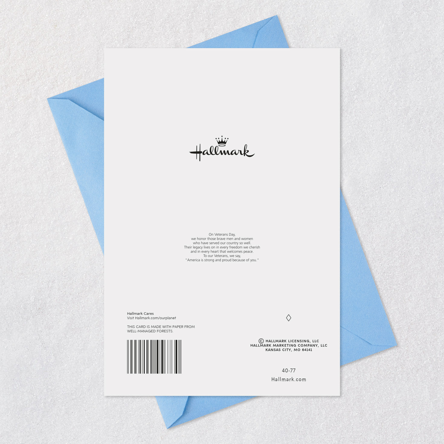 Camo Uniform & Flag Veterans Day Card for Husband Card Back with Envelope image number 7