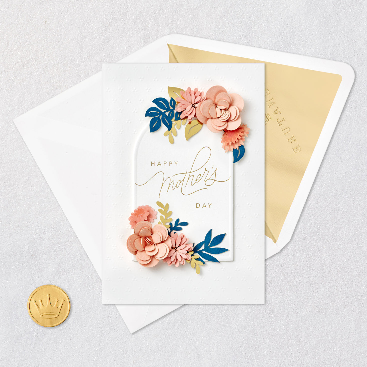 Arch Frame With Flowers Mother's Day Card Card Front with Envelope and Gold Seal image number 5