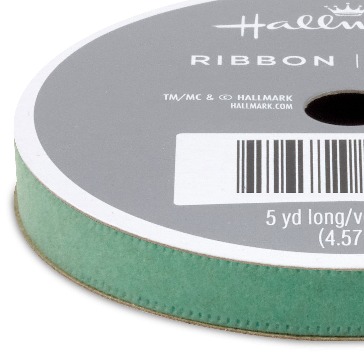 Blue-Green Velvet Holiday Ribbon closeup view image number 3