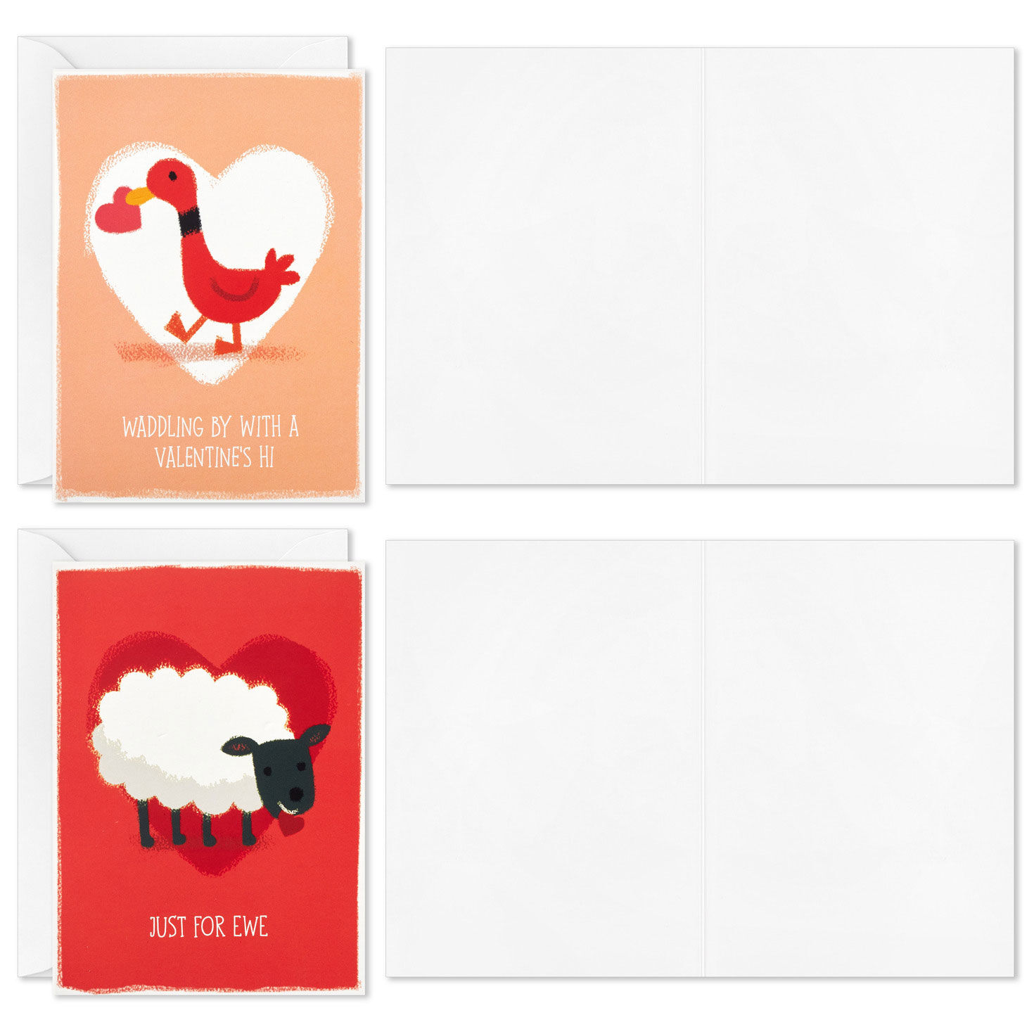 Funny Animals Blank Valentines Day Card Assortment fronts with open cards image number 4