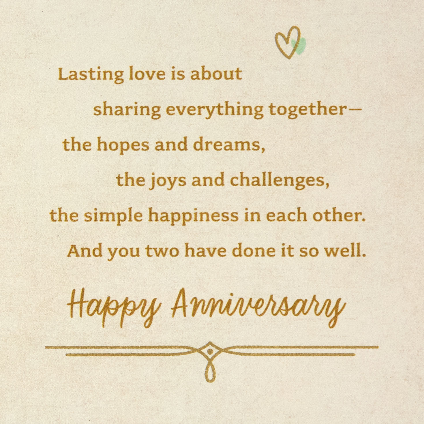 Gold and Mint Green Hearts 70th Anniversary Card Sentiment image number 2
