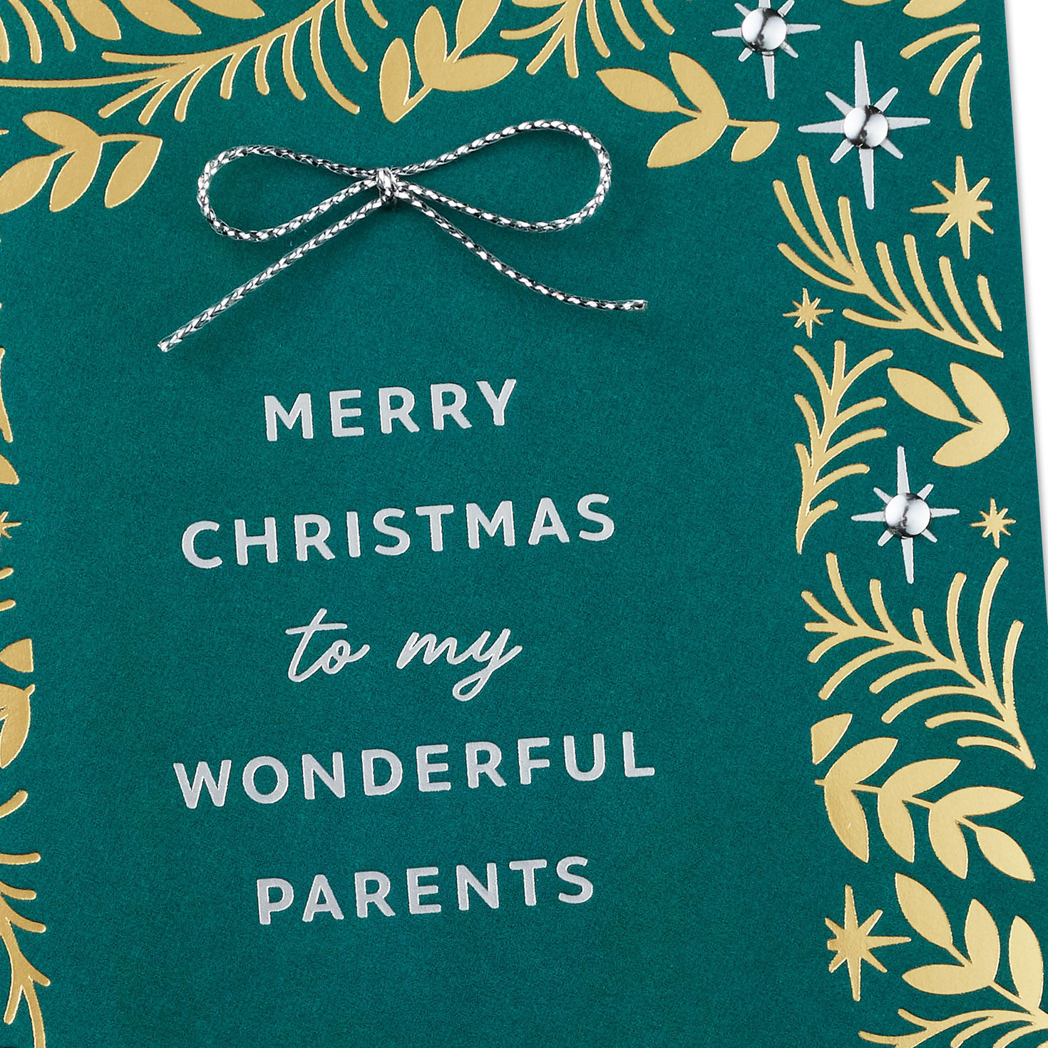 Gold Foliage Christmas Card for Parents from Son Card Front Detail image number 5