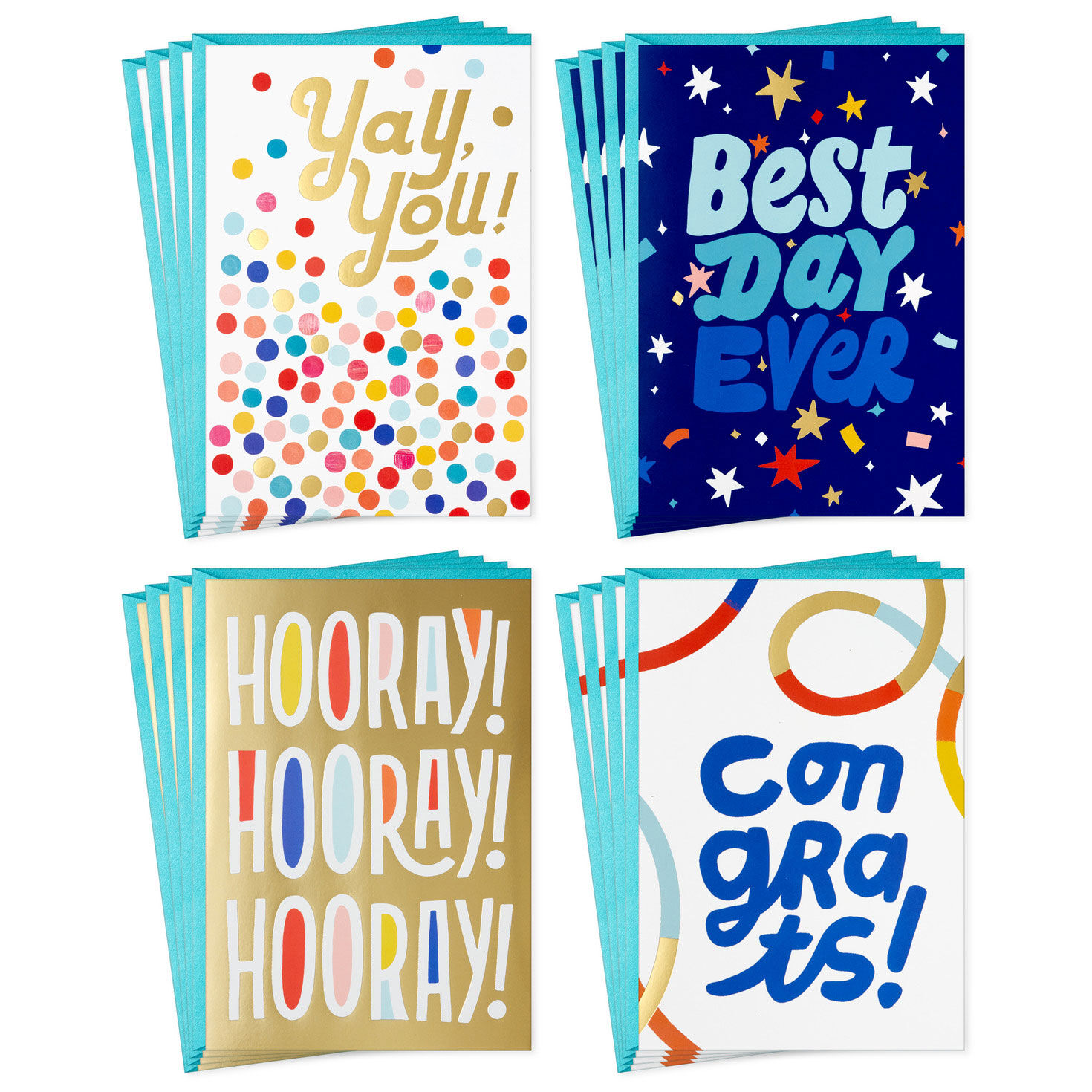 Playful Lettering Assorted Congratulations Cards, Pack of 16
