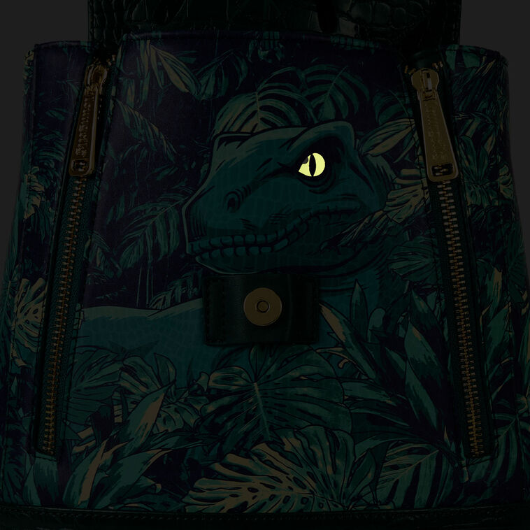 Jurassic World Mini Backpack With Monstera Leaf Flap front glowing image number 2