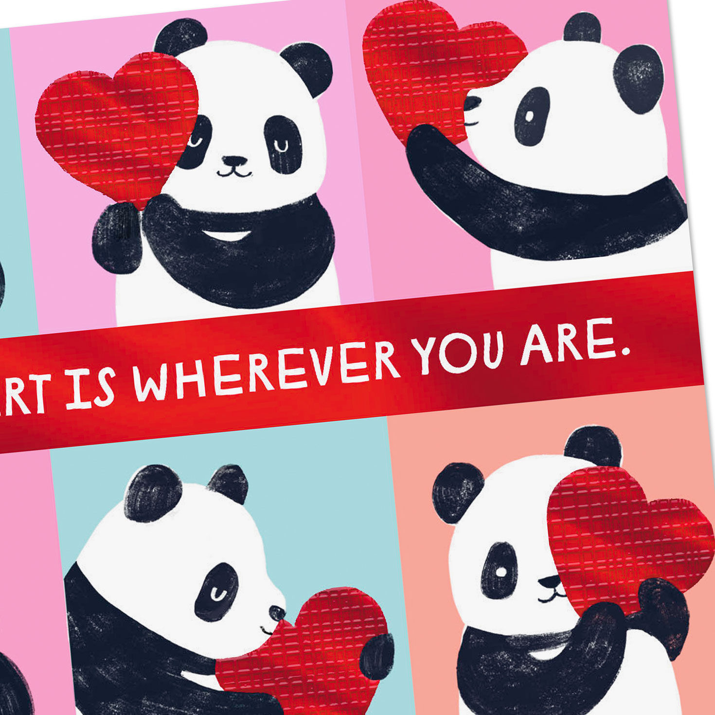 Panda Bear and Red Hearts Valentine's Day Card Cover Detail image number 4
