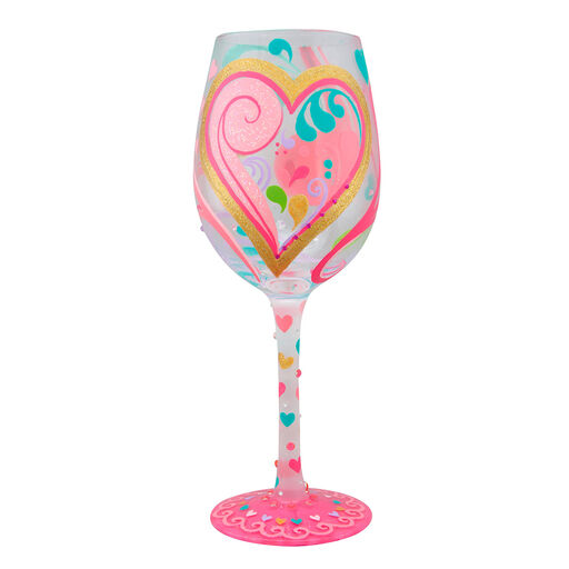Lolita My Hearts-a-Swirl Handpainted Wine Glass, 15 oz., 