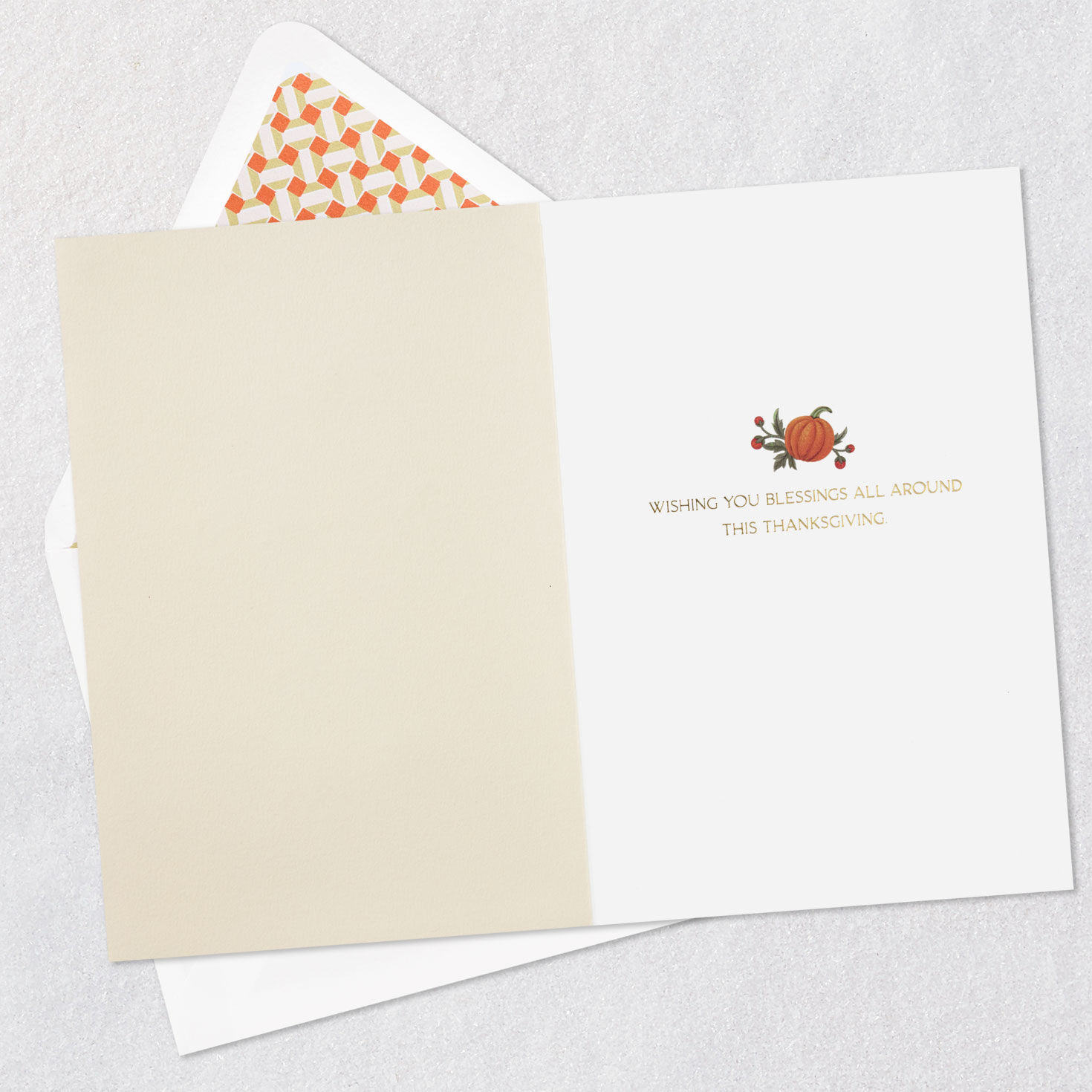 Pumpkins and Mums Thanksgiving Blessings Card Open card with envelope image number 3