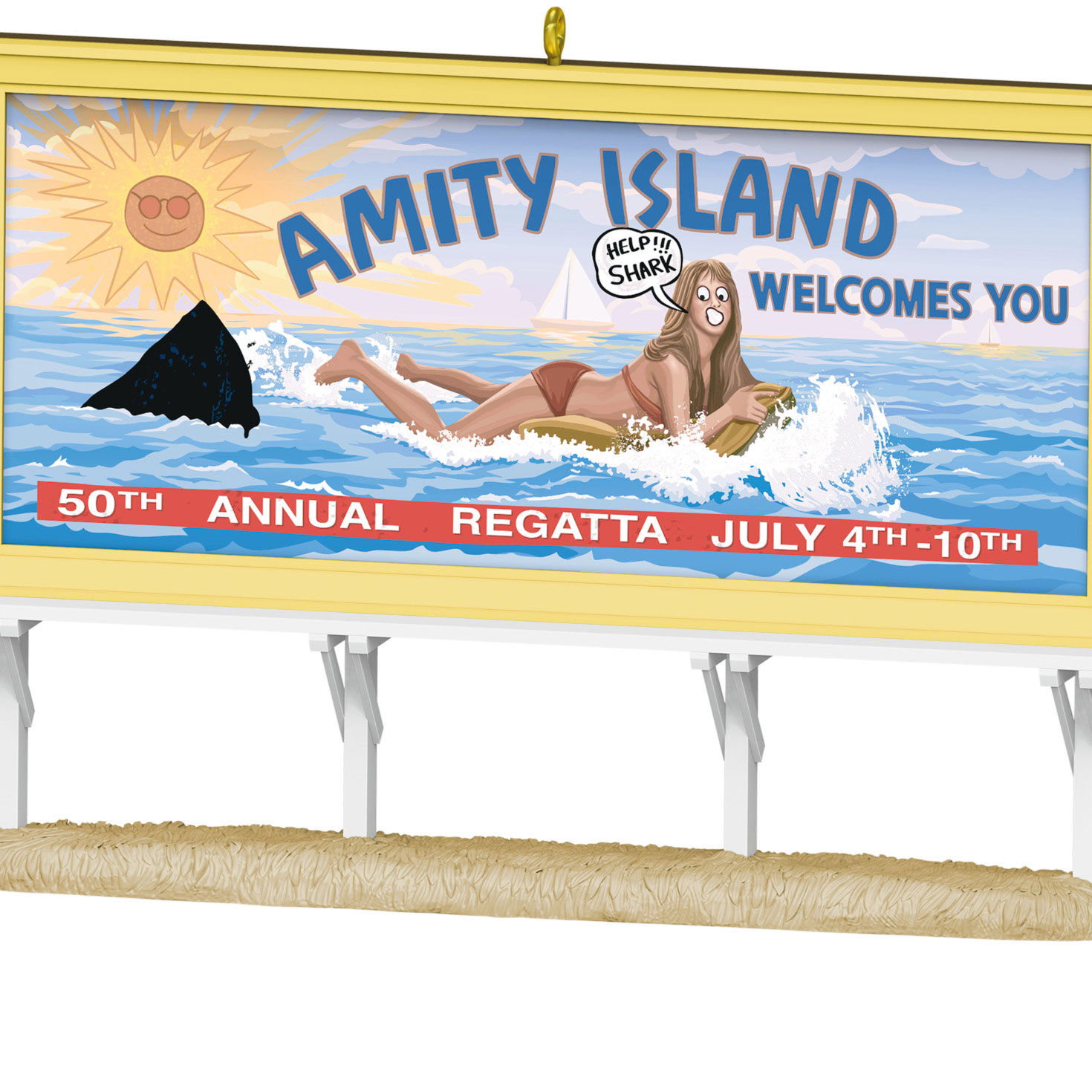 Jaws Billboard Keepsake Ornament closeup view image number 6
