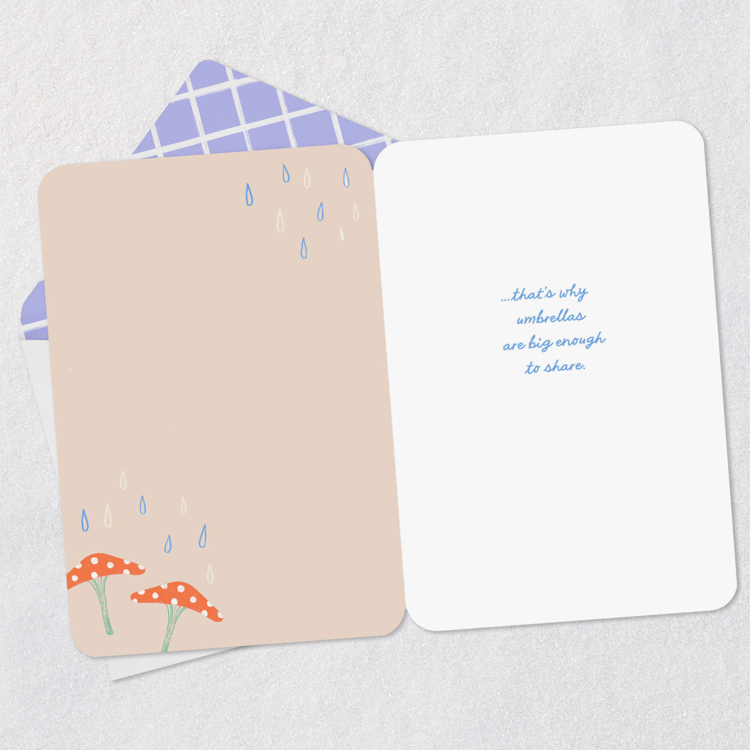 Hedgehogs Under Mushroom Umbrella Encouragement Card Open card with envelope image number 3