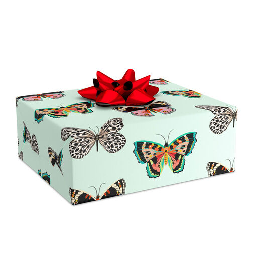 Butterflies on Mint Wrapping Paper, 20 sq. ft., 