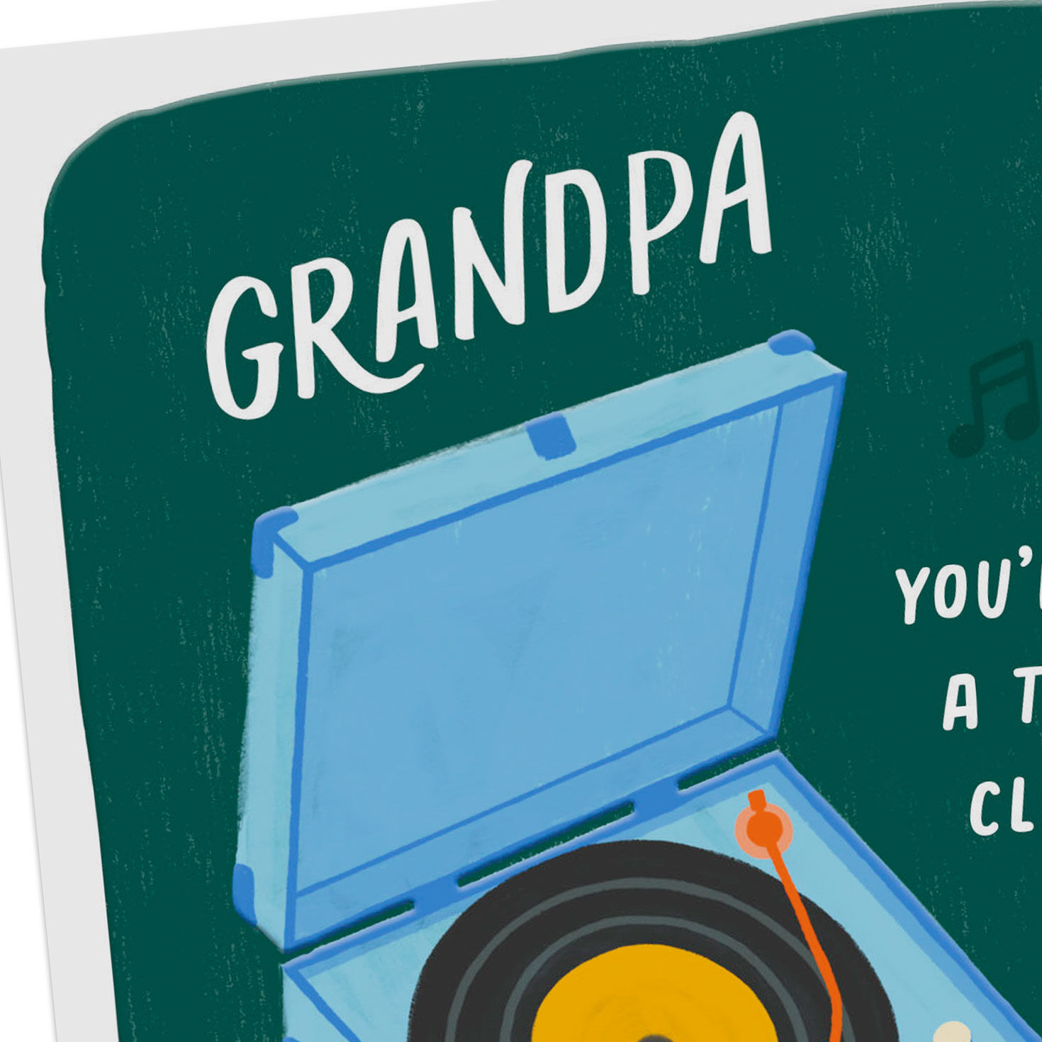 Green and Blue Record Player Grandpa Birthday Card Card Front Detail image number 4