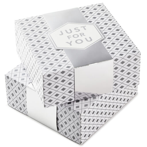 10" White With Silver Diamonds 2-Pack Gift Boxes With Bands, 
