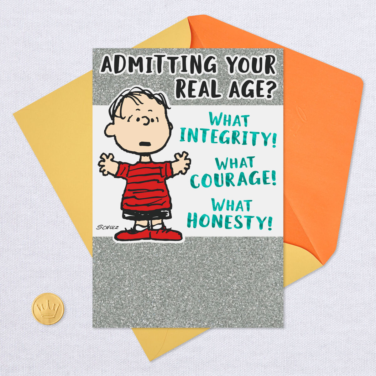 Peanuts® Linus Admitting Your Age Birthday Card Greeting Cards Hallmark