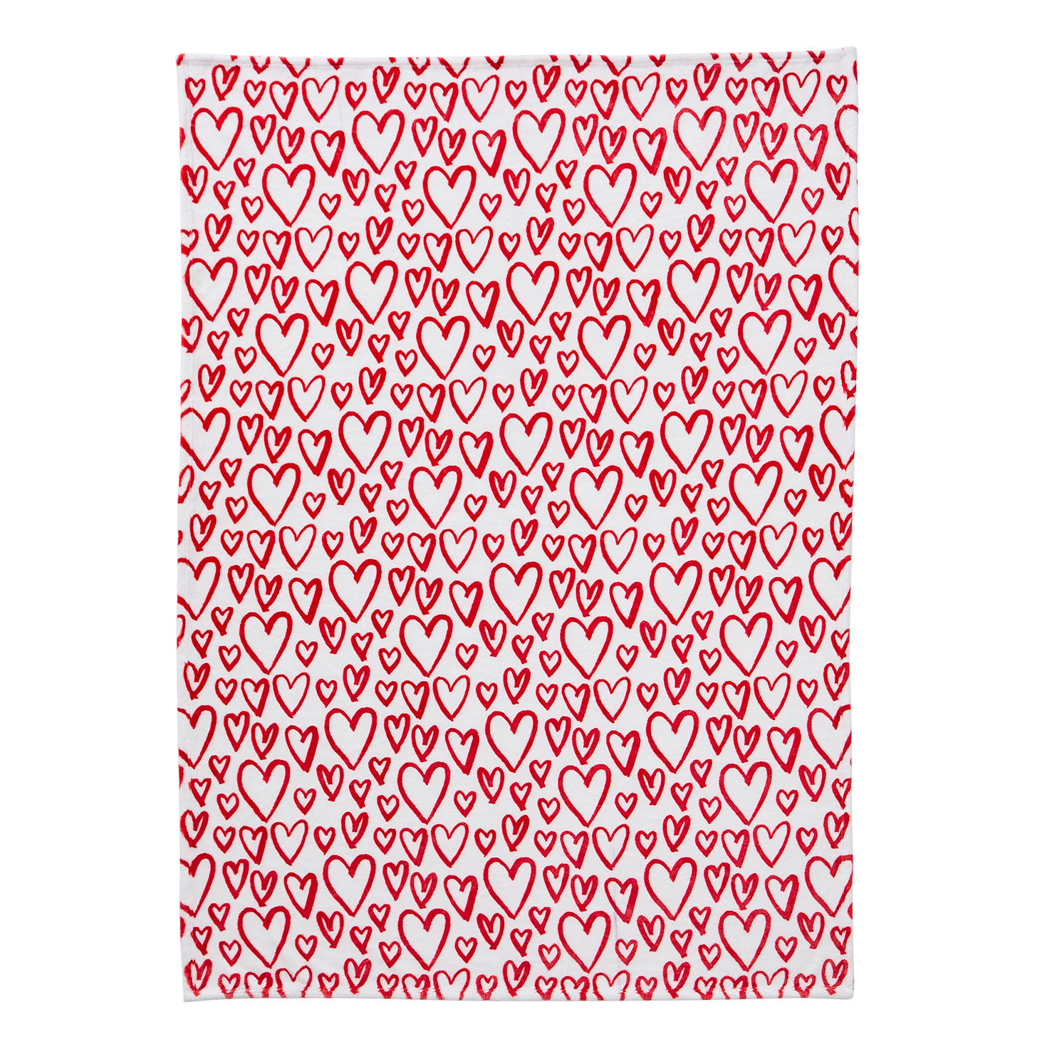 Red Hearts on White Valentine's Day Throw Blanket front flat image number 3