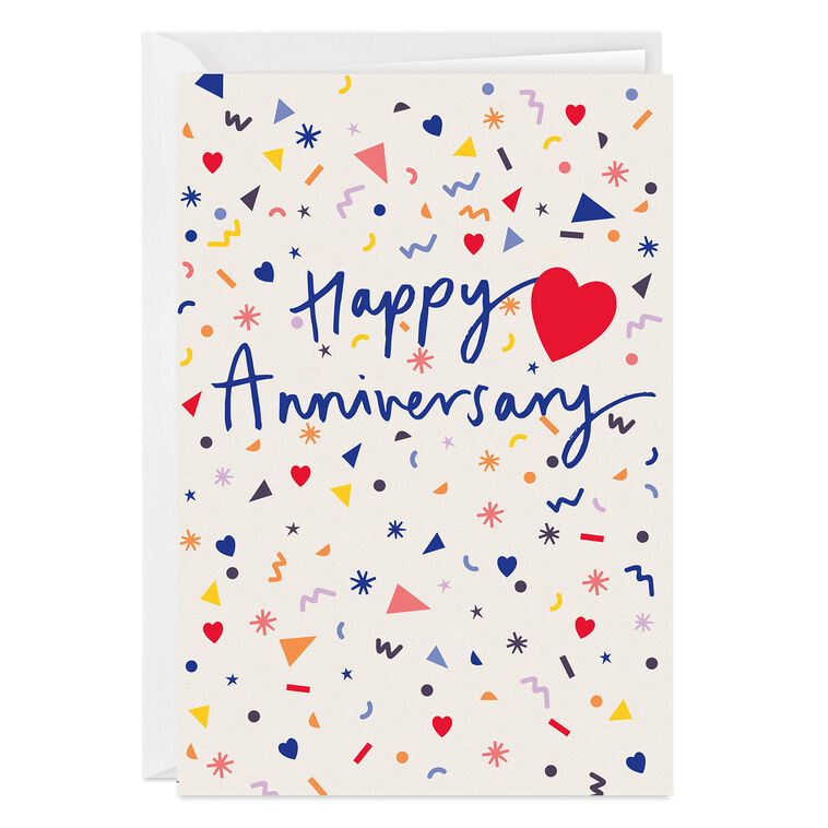 Retro Confetti Custom Anniversary Card
