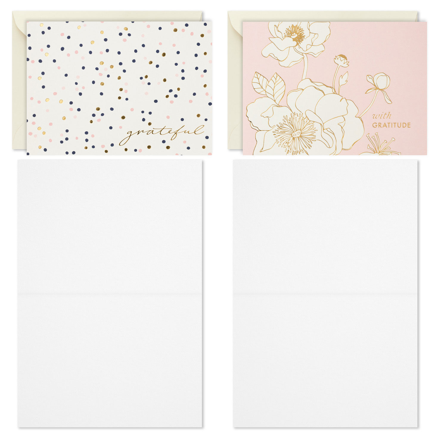 Pink and Navy Thank You Note Cards Assortment Pack Card Fronts with Envelope and inside image number 3