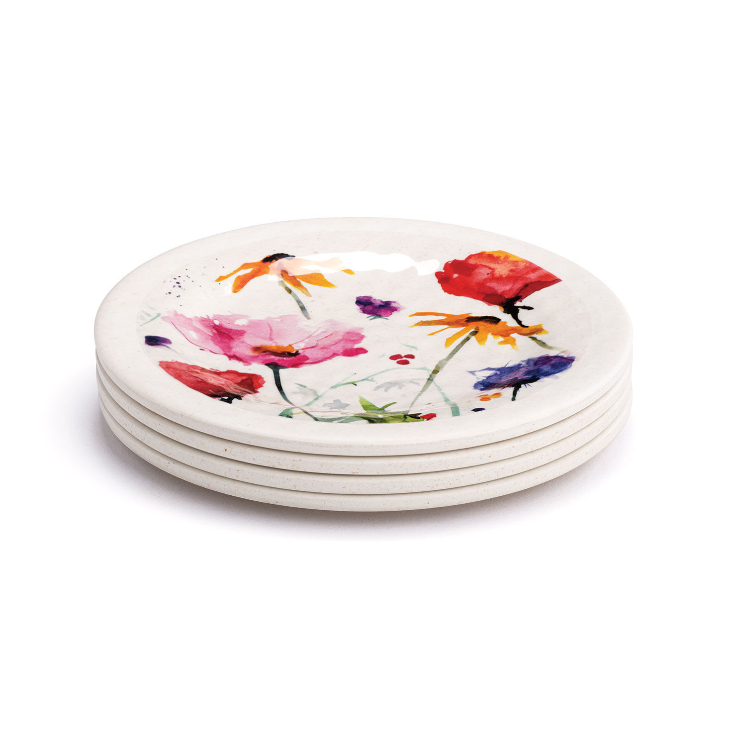 Demdaco Wildflowers Melamine Appetizer Plates, Set of 4, , large image number 2