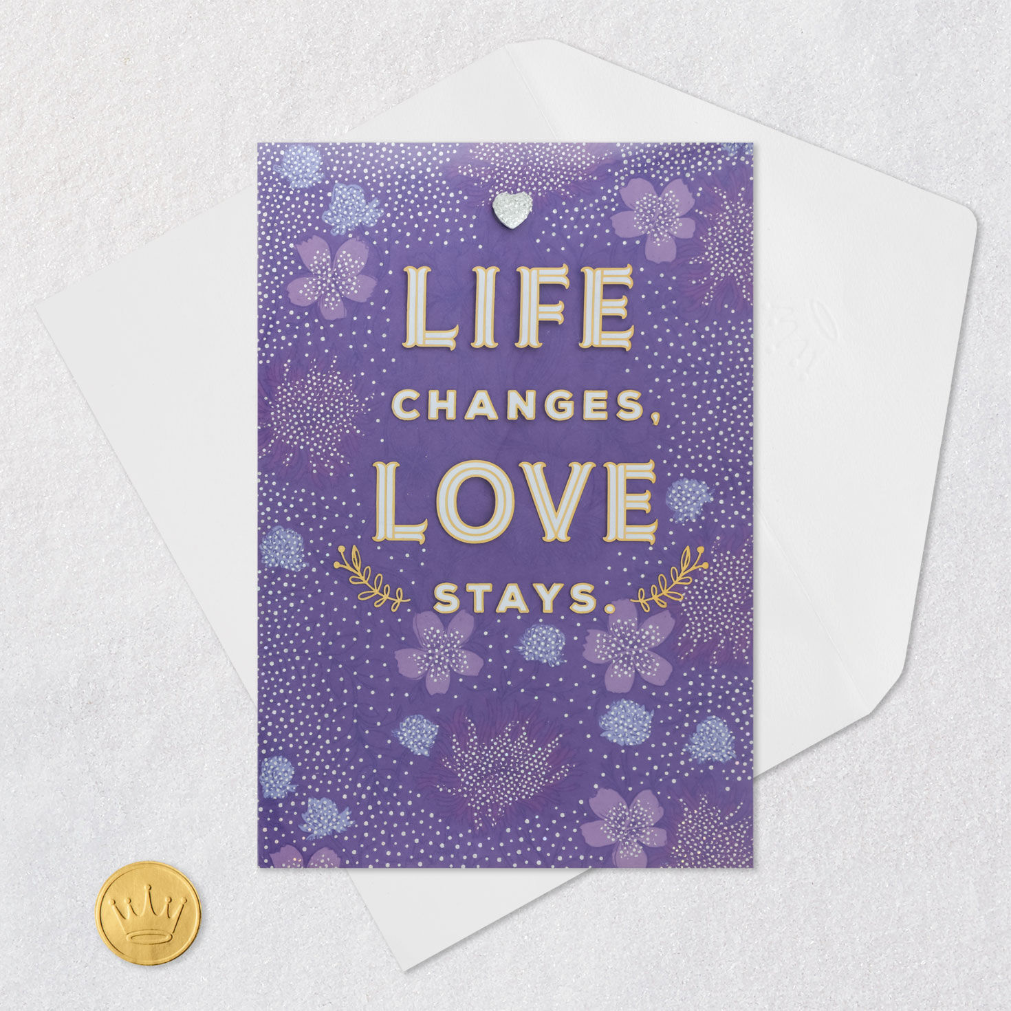 Blue and Purple Flowers Wife Anniversary Card Card Front with Envelope and Gold Seal image number 6