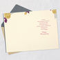 Gold and Purple Flowers and Letters on Navy Anniversary Card Open card with envelope image number 3