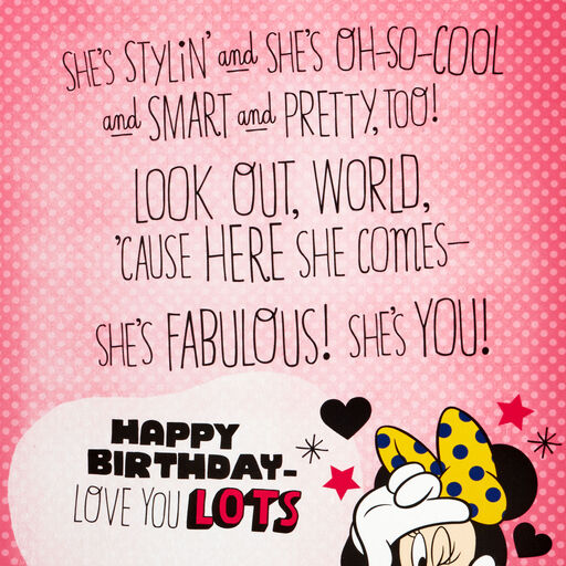 Disney Minnie Mouse Birthday Card for Granddaughter With Stickers and Bows, 