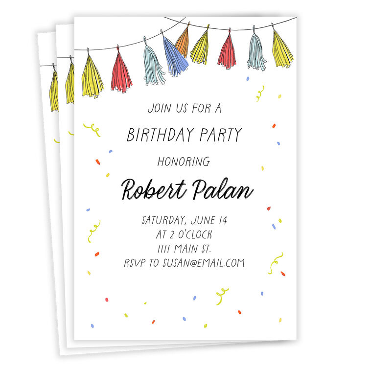 Tassels Party Garland Flat Birthday Invitation