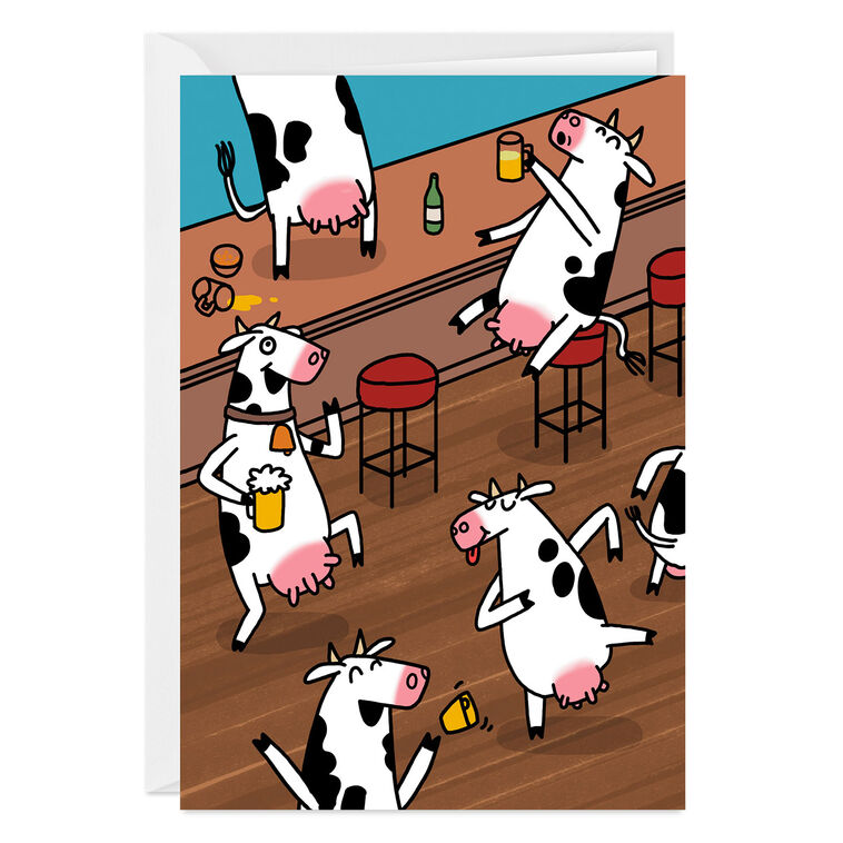 Partying Cows Funny Custom Celebration Card