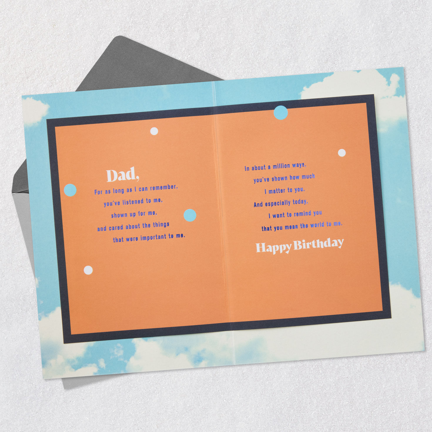 Lettering Over Blue Sky Birthday Card for Dad Open card with envelope image number 4