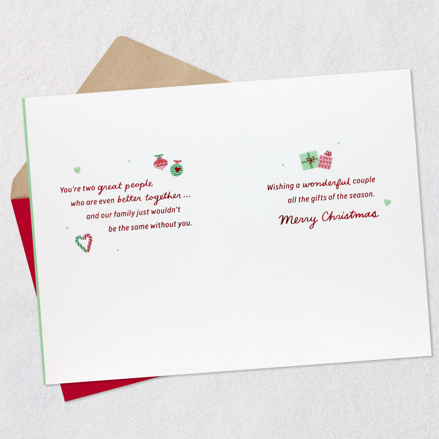 Cute Pairs Christmas Card for Sister and Brother-in-Law Open card with envelope image number 4