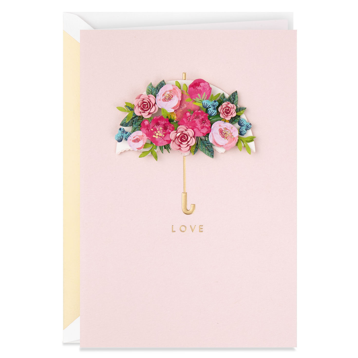 Pink Floral Umbrella Bridal Shower Card