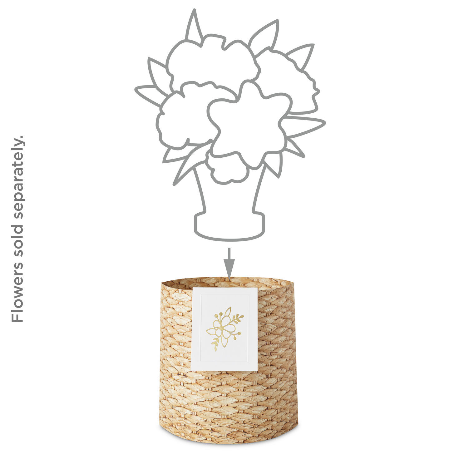 Build-a-Bouquet Woven Basket Pop-Up Paper Vase With Mini Card, Woven Basket, large image number 2