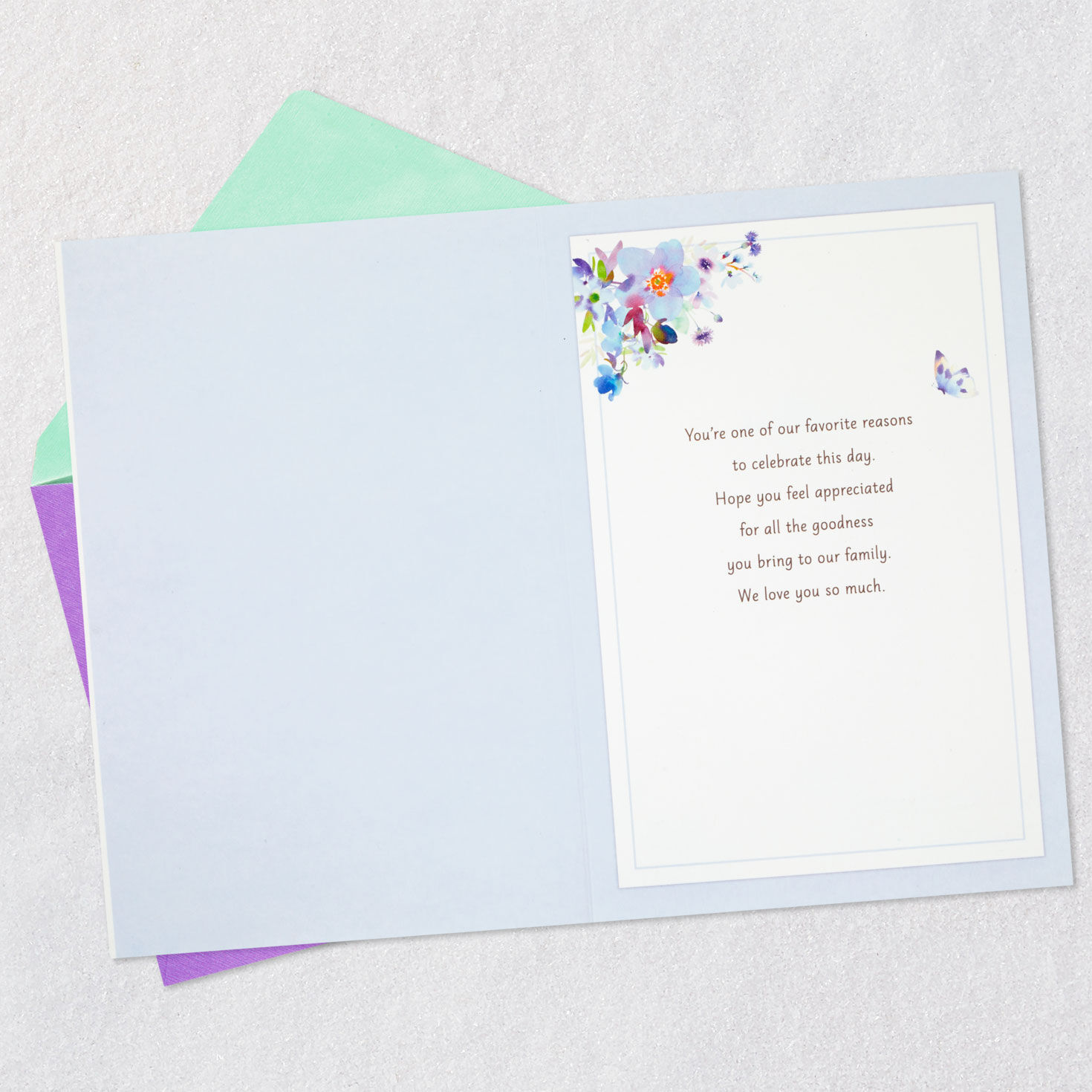 Violets & Butterflies Mother's Day Card for Grandma Open card with envelope image number 3