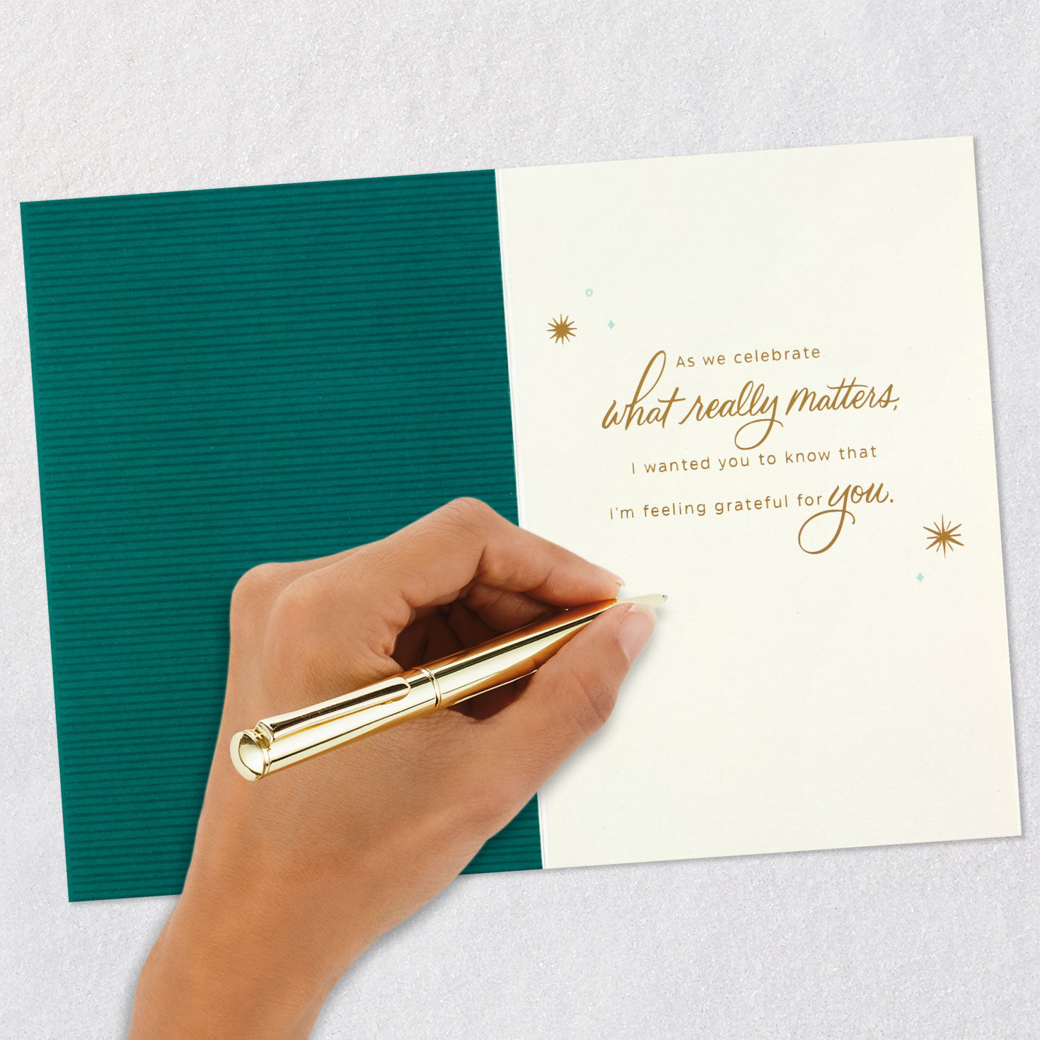 Elegant Gold and Green Christmas Card Signing card image number 7