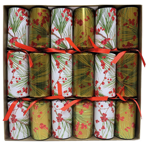 Caspari Berry and Pine Christmas Crackers, Box of 6, 