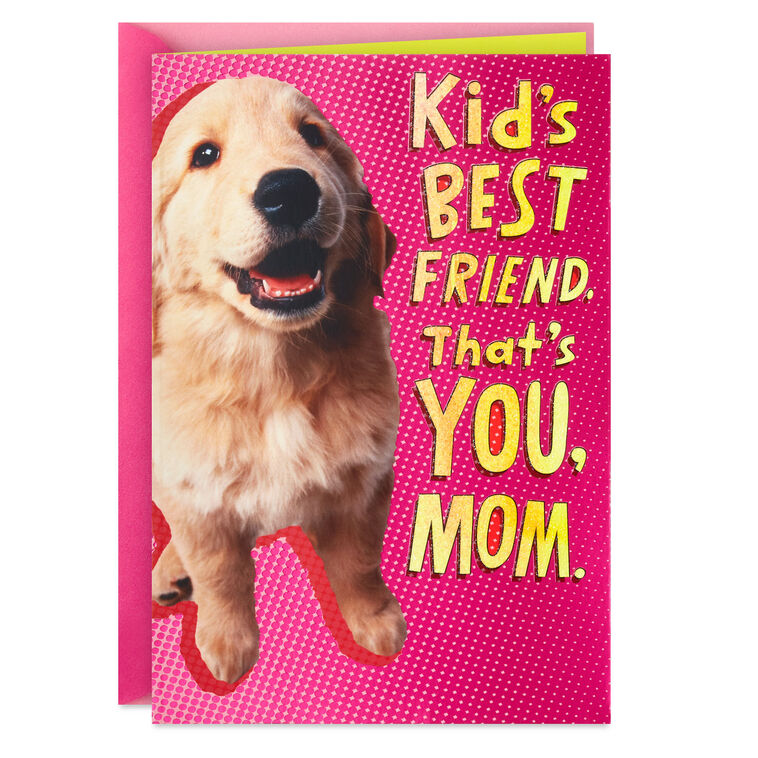 Golden Retriever Puppy on Pink Mother's Day Card  image number 1
