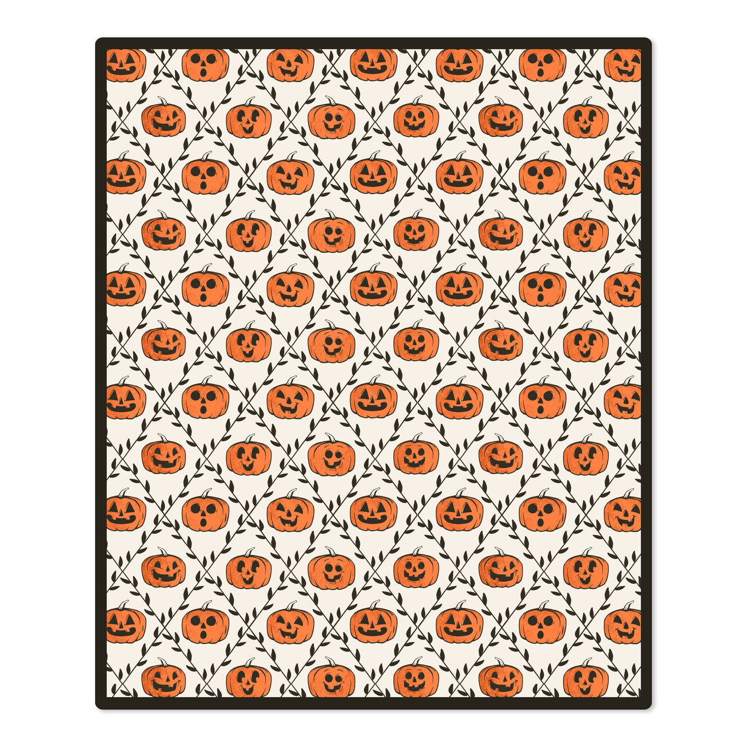Pumpkins and Vines Diamond Pattern Plush Blanket front flat image number 2