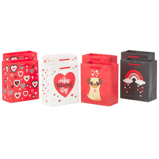 6.5" Cute 8-Pack Assortment Small Valentine's Day Gift Bags, 