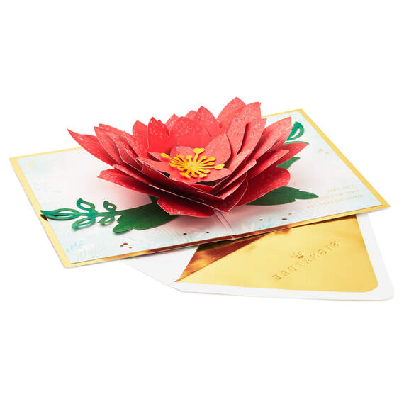 Red Poinsettia 3D Pop-Up Christmas Card, , large image number 2