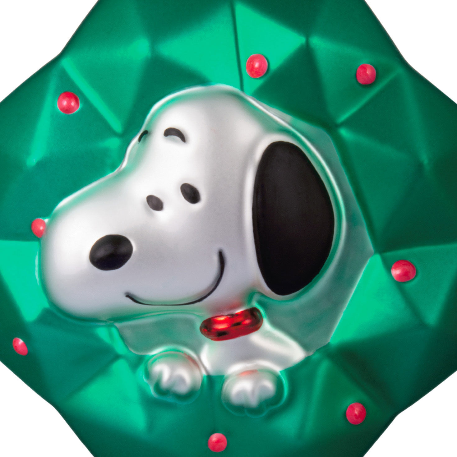 Snoopy in Green Wreath Christmas Ornament  image number 5