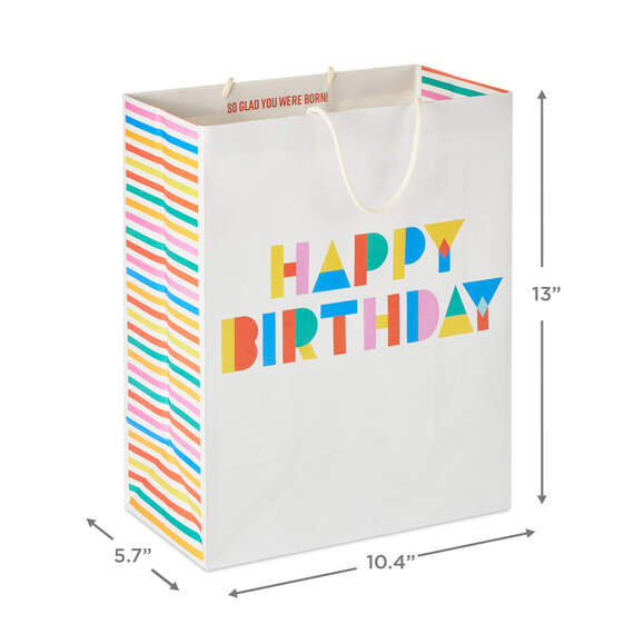 13" Collage Lettering Large Birthday Gift Bag, , large image number 3