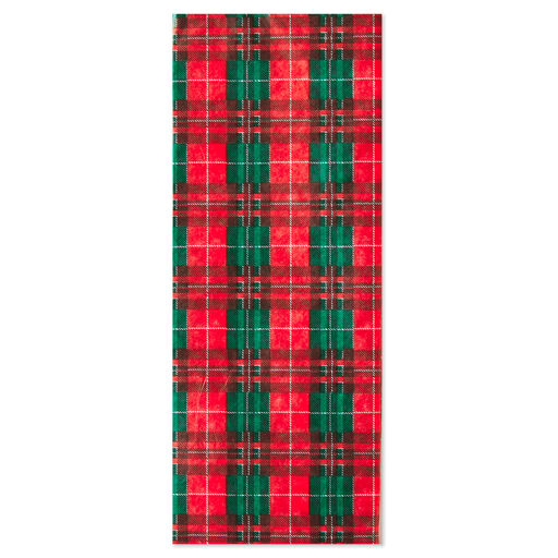 Red and Green Christmas Plaid Tissue Paper, 6 sheets, 