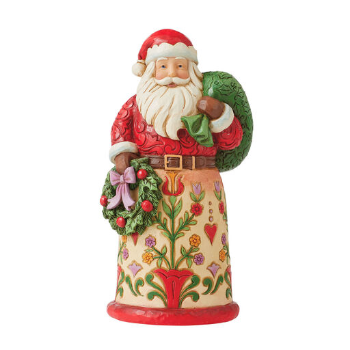 Jim Shore Santa Holding Wreath and Bag Figurine, 8.2", 