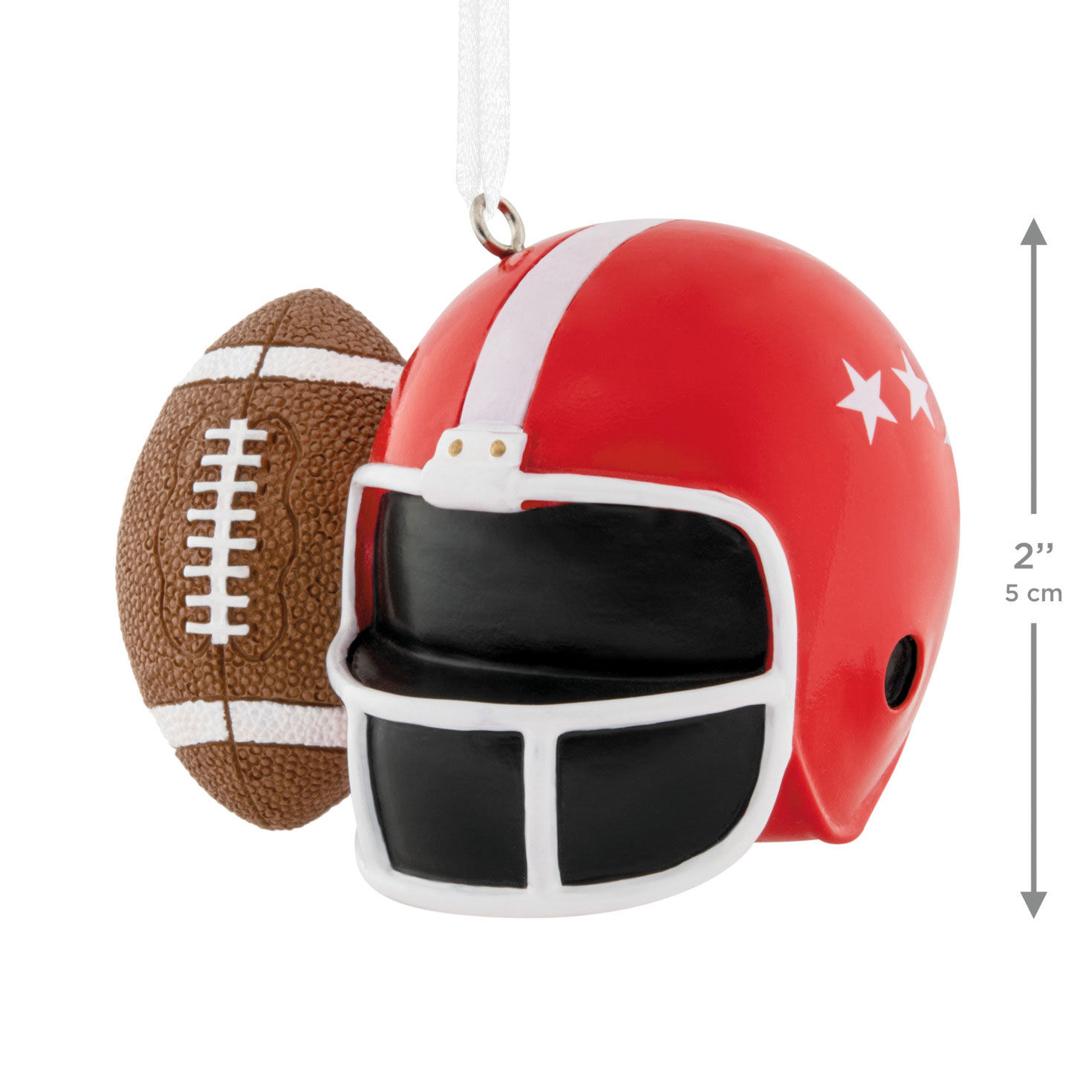 Red Football Helmet and Ball Christmas Ornament measurement image number 3